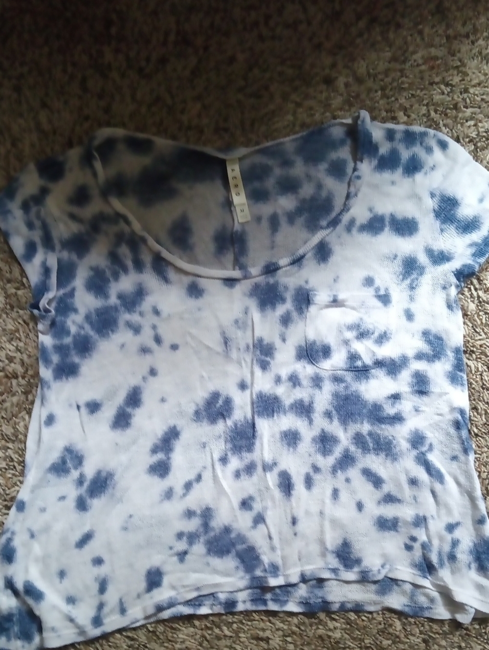 Aeropostale White and Blue Tie-Dye Short Sleeve Tee